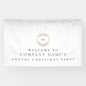 Silver Glitter Logo Welcome Kerstparty Spandoek (Horizontaal)