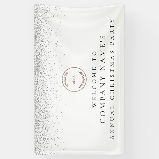 Silver Glitter Logo Welcome Kerstparty Spandoek (Verticaal)
