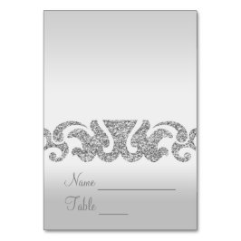 Silver Glitter Look Bruiloft Escort Kaarten