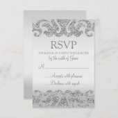 Silver Glitter Look Bruiloft RSVP Kaarten (Voorkant / Achterkant)