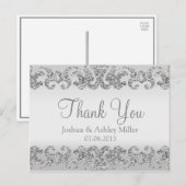 Silver Glitter Look Dank je Briefkaart (Voorkant / Achterkant)