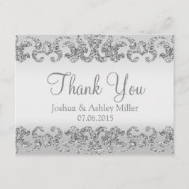 Silver Glitter Look Dank je Briefkaart