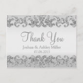 Silver Glitter Look Dank je Briefkaart (Voorkant)