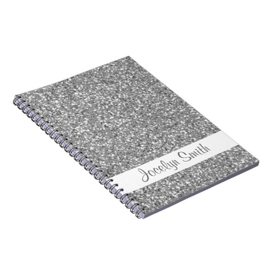 Silver Glitter look-like and Name Notitieboek (Rechterzijde)