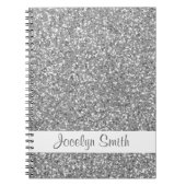 Silver Glitter look-like and Name Notitieboek (Voorkant)
