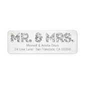 Silver Glitter Look Mr & Mrs Labels (Voorkant)