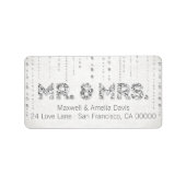 Silver Glitter Look Mr & Mrs Labels (Voorkant)