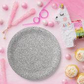 Silver glitter look papier borden papieren bordje (Feest)
