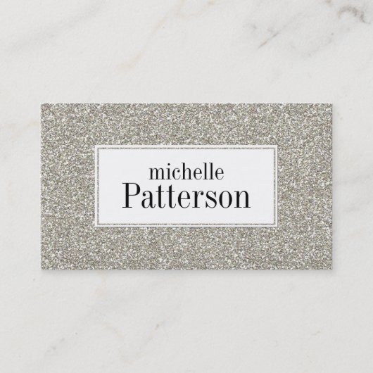 Silver Glitter look Professional Visitekaartjes (Voorkant)