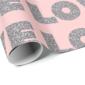 Silver Glitter Love Cadeaupapier (Rol Hoek)