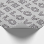 Silver Glitter Love Cadeaupapier (Hoek)