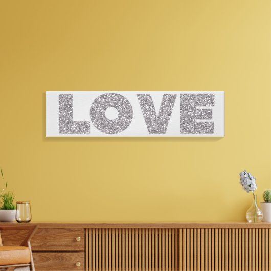 Silver Glitter Love Canvas Afdruk (Insitu (Woonkamer))