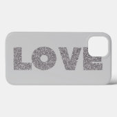 Silver Glitter Love Case-Mate iPhone Case (Achterkant (horizontaal))