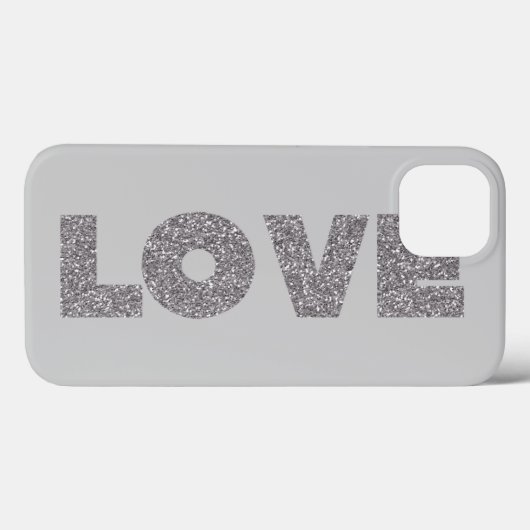Silver Glitter Love Case-Mate iPhone Case (Achterkant (horizontaal))