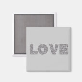Silver Glitter Love Magneet (Voorkant / Achterkant)