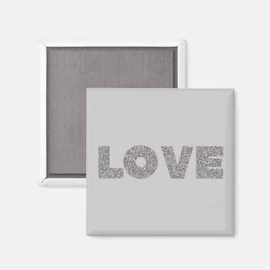 Silver Glitter Love Magneet (Voorkant / Achterkant)