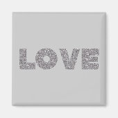 Silver Glitter Love Magneet (Voorkant)