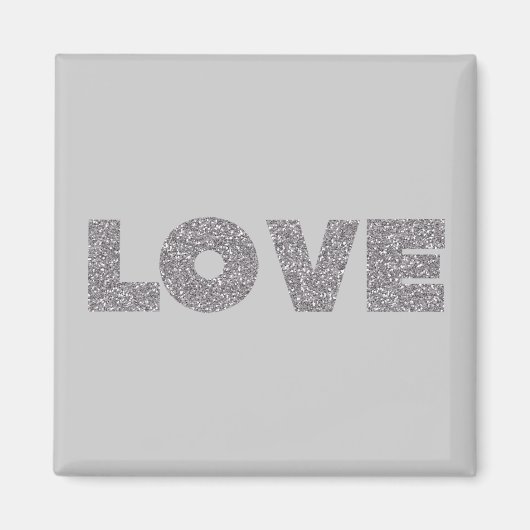 Silver Glitter Love Magneet (Voorkant)