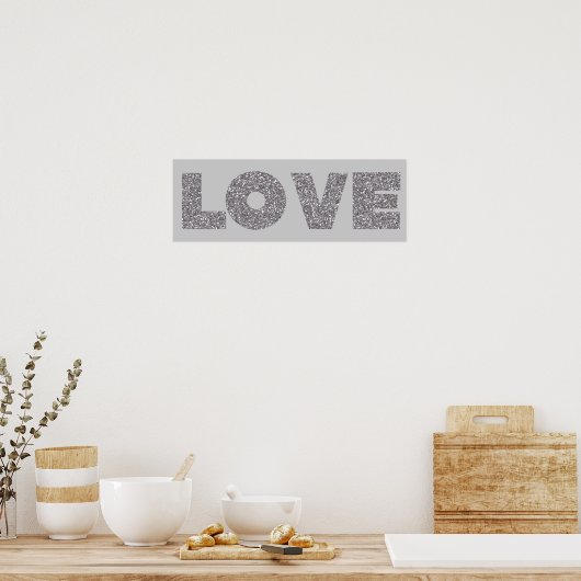 Silver Glitter Love Poster (Keuken)