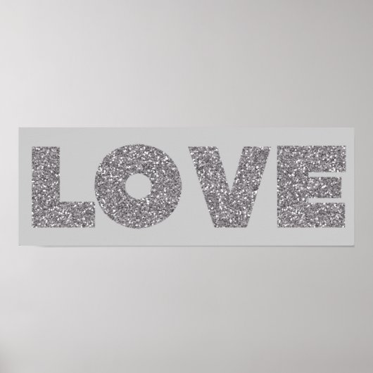 Silver Glitter Love Poster (Voorkant)