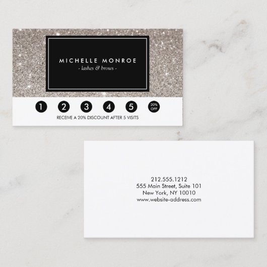 Silver Glitter Loyalty Punch Kaart (Voorkant / Achterkant)