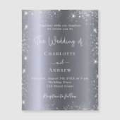 Silver glitter luxe bruiloft nodigmagneet uit (Voorkant)