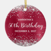 Silver Glitter Magenta Berry 50th Birthday Keramisch Ornament (Voorkant)