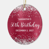 Silver Glitter Magenta Berry 50th Birthday Keramisch Ornament (Links)