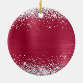 Silver Glitter Magenta Berry 50th Birthday Keramisch Ornament (Achterkant)