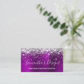 Silver Glitter Magenta Paarse Folie Online Store Visitekaartje (Staand voorkant)