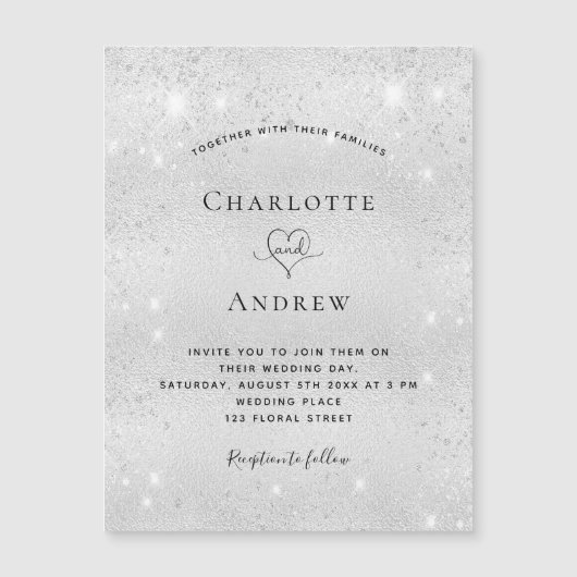 Silver glitter magnet bruiloft (Voorkant)