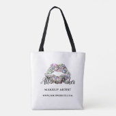Silver Glitter Makeup Artist Kiss Lips Business Tote Bag (Achterkant)