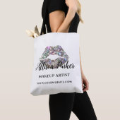 Silver Glitter Makeup Artist Kiss Lips Business Tote Bag (Dichtbij)