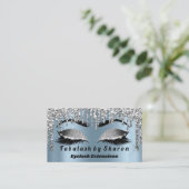 Silver Glitter Makeup Artist Lashes Princess Blue Visitekaartje (Staand voorkant)