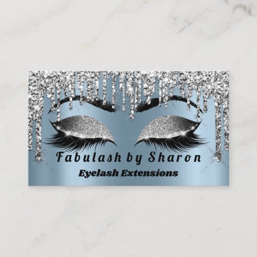 Silver Glitter Makeup Artist Lashes Princess Blue Visitekaartje (Voorkant)