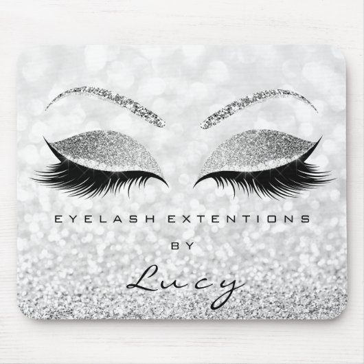Silver Glitter Makeup Beauty Studio Lash Grey Meer Muismat (Voorkant)