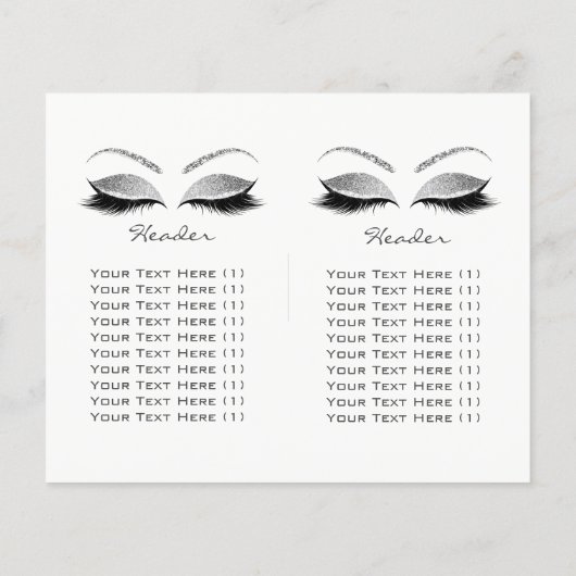 Silver Glitter Makeup Eye Lash Printers Logo Flyer (Achterkant)