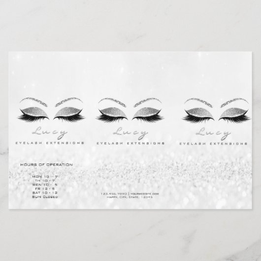 Silver Glitter Makeup Eye Naam Lash DL Flyer (Voorkant)