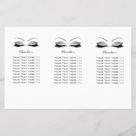 Silver Glitter Makeup Eyes White Lash DL bijsluite Flyer (Achterkant)