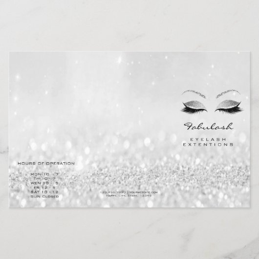 Silver Glitter Makeup Oyes Brows Lash DL Flyer (Voorkant)