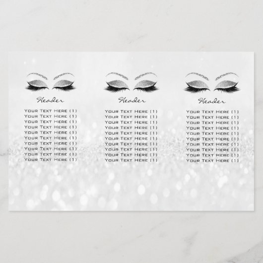 Silver Glitter Makeup Oyes Grey Lash DL Flyer (Achterkant)