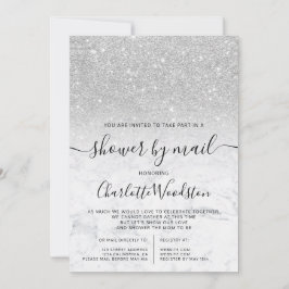 Silver glitter marble baby shower per post kaart