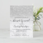 Silver glitter marble baby shower per post kaart (Staand voorkant)