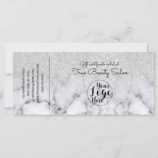 Silver Glitter Marble Check Cadeaubon (Achterkant)