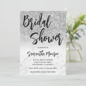 Silver Glitter Marble Glam QR Code Vrijgezellenfee Kaart (Staand voorkant)