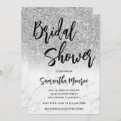 Silver Glitter Marble Glam QR Code Vrijgezellenfee Kaart (Voorkant / Achterkant)