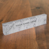 Silver Glitter Marble Glitter Glam Gepersonaliseer Naambordje (Zijkant)