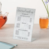 Silver glitter marble hair makeup salon price reclamebord met voetstuk (Insitu)