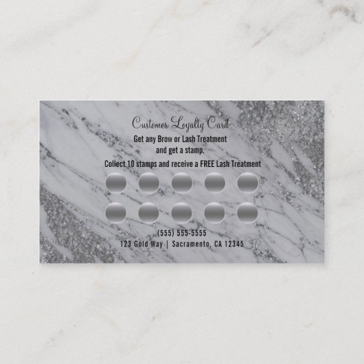 Silver Glitter Marble Lashes Customer Loyalty Kaar (Achterkant)