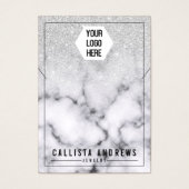 Silver Glitter Marble Ombre Logo Display Visitekaartje (Voorkant)